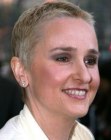 Melissa Etheridge with her hair clippered short