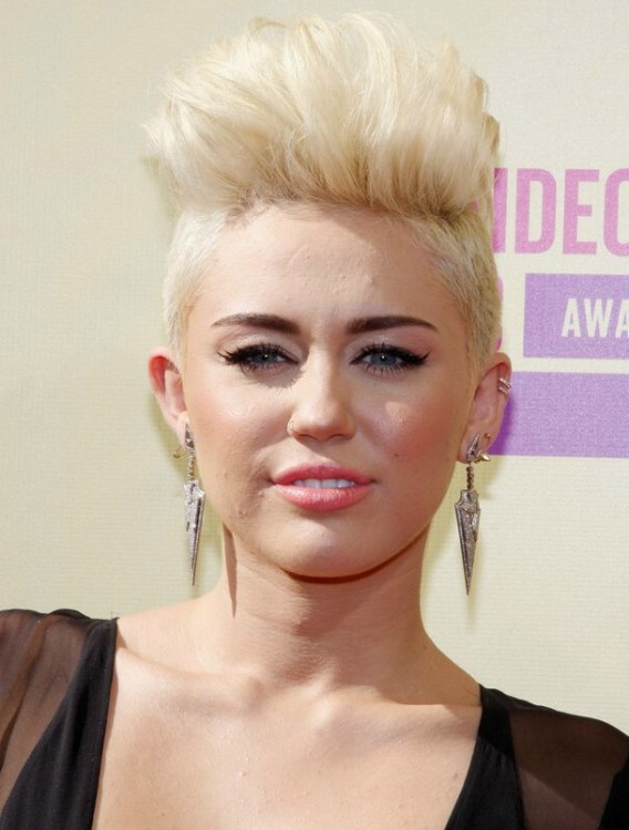 Miley Cyrus with very short hair  Buzzed sides