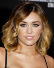 Miley Cyrus with shoulder length hair
