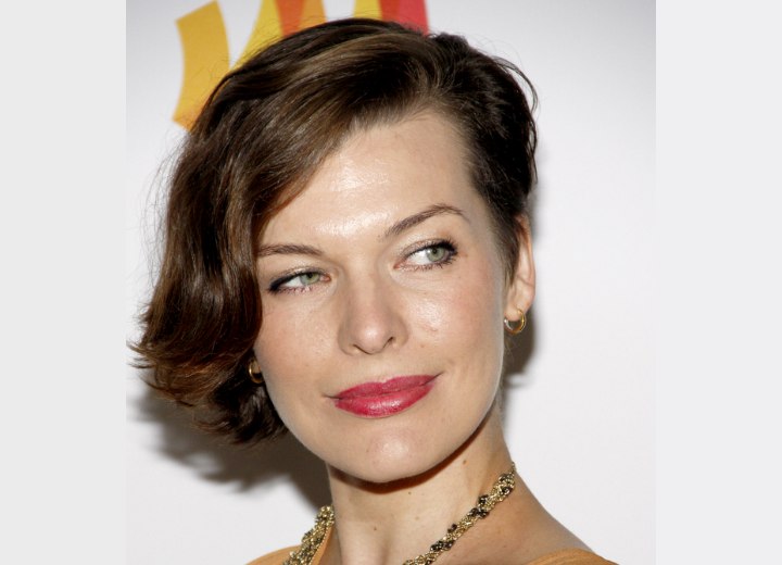 Milla Jovovich with short hair