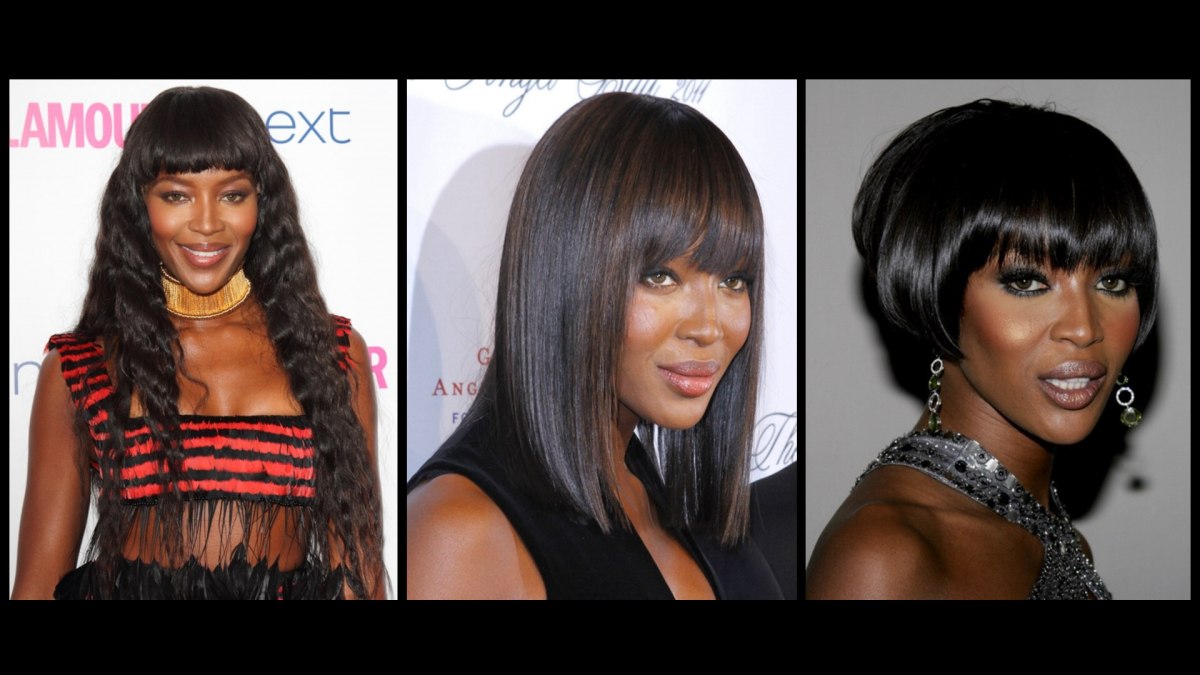 Naomi Campbell Long Straight Cut with Bangs  Naomi Campbell Hair Lookbook   StyleBistro