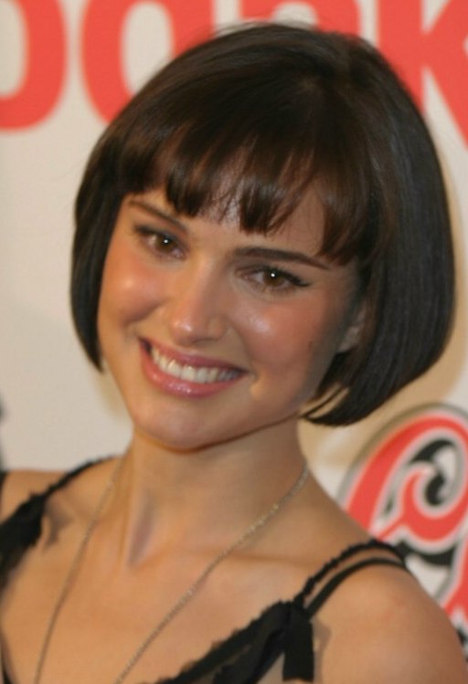 Natalie Portman with her hair cut in a jaw length bob
