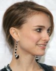 Natalie Portman wearing her hair styled up