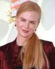 Nicole Kidman's sleek long ponytail with the hair flowing over one shoulder
