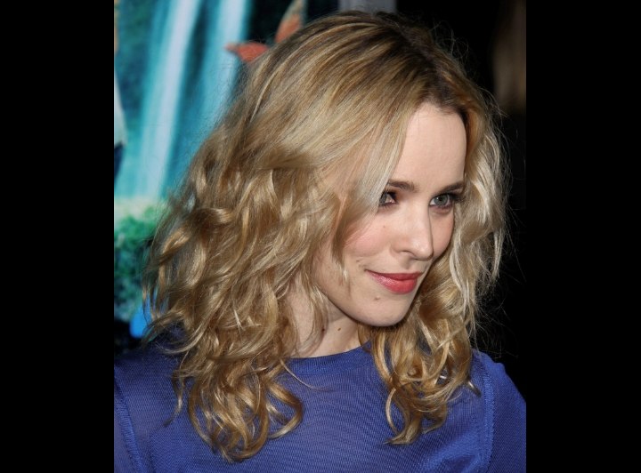 Rachel McAdams with long curly hair