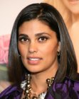 Rachel Roy sporting a long bob with a slanted side part