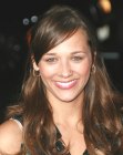 Rashida Jones wearing her long hair styled away from her face