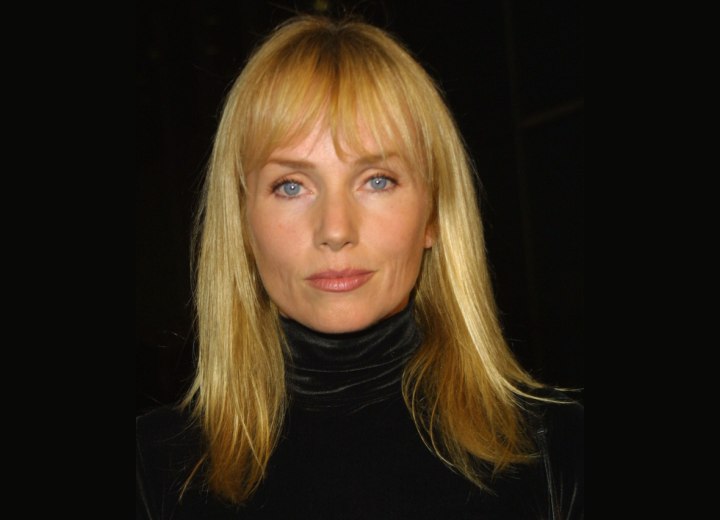 Rebecca de Mornay wearing a black turtleneck