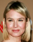 Renee Zellweger wearing her straight hair in a mid-length style with a high side part