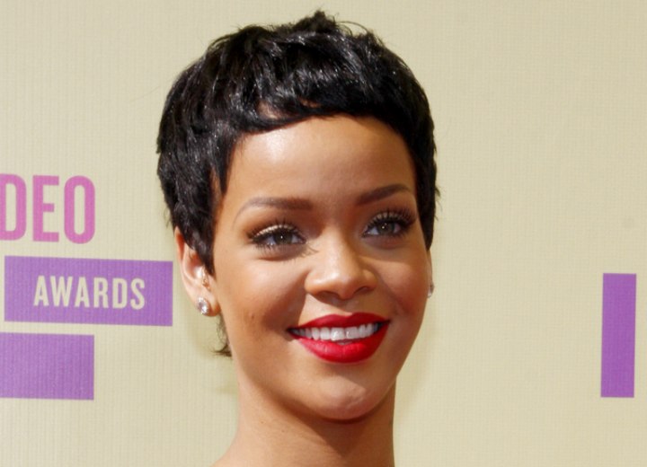 Rihanna with short cropped hair