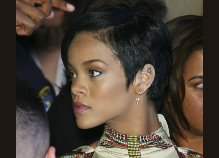 Side view of Rihanna's short hair