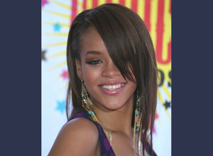 rihanna long bangs th