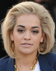 Rita Ora rocking a fake asymmetrical bob for medium length hair
