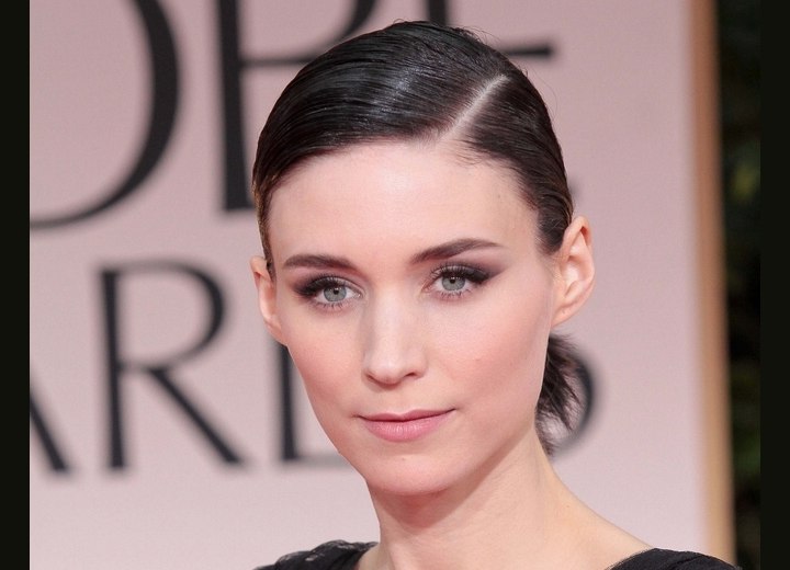 Rooney Mara with sleekly styled hair