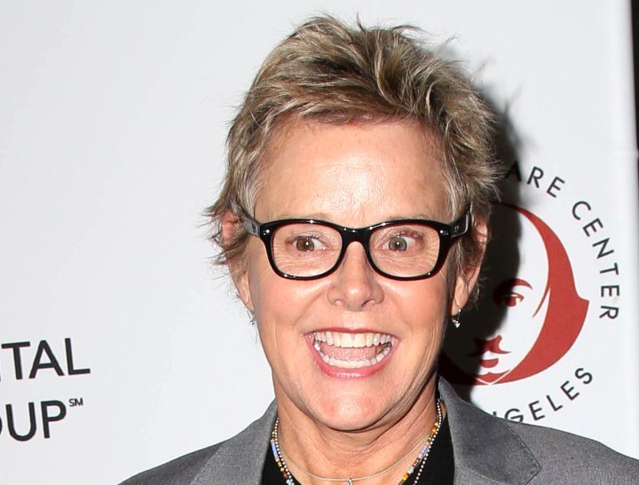 Amanda Bearse's short pixie haircut