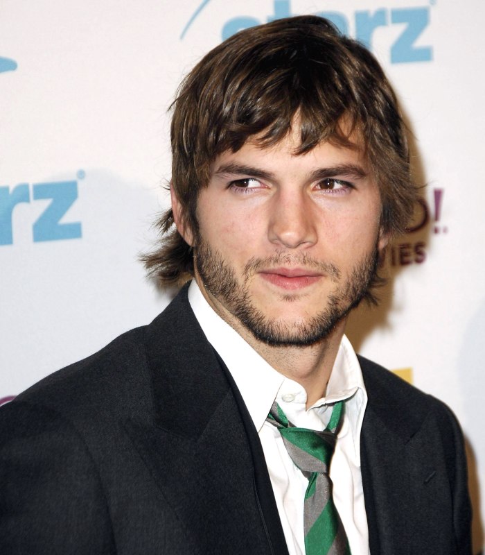 Ashton Kutcher with layered shag like hair
