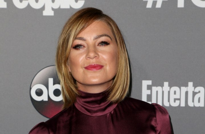 Ellen Pompeo wearing her hair in a straight medium length bob