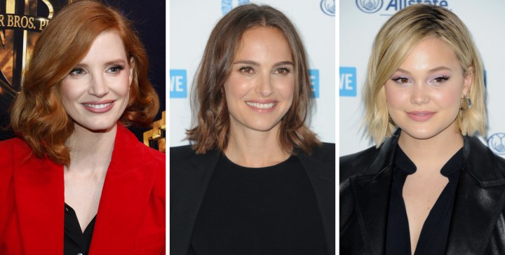The hair colors of Jessica Chastain, Natalie Portman and Olivia Holt
