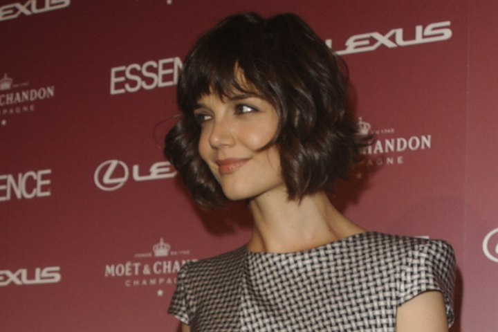 Katie Holmes with her curly bob