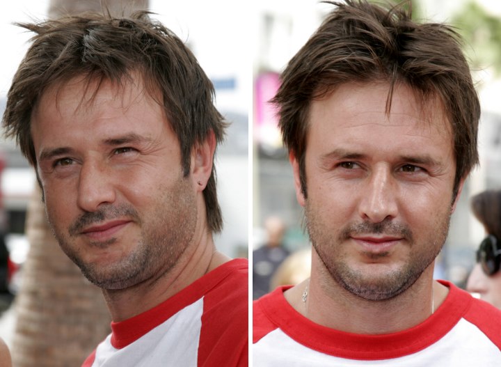 David Arquette sporting a men's razor cut hairstyle