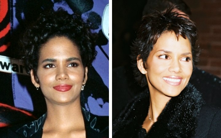 Halle Berry with different short and long hairstyles