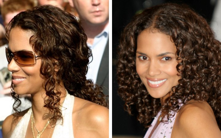 Halle Berry's longer hair with natural-looking curls