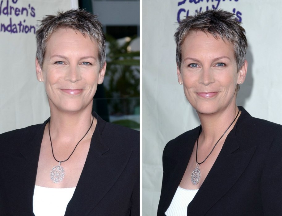 The short wash and wear hairstyle of Jamie Lee Curtis for women with  rectangular faces