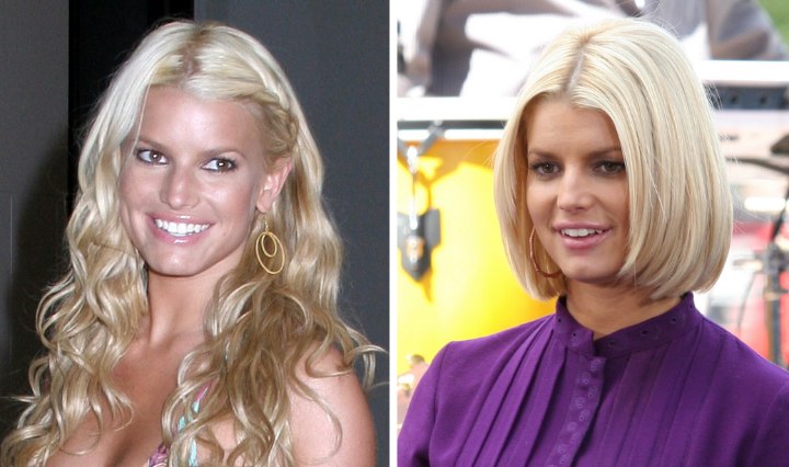 Jessica Simpson long to short hair makeover