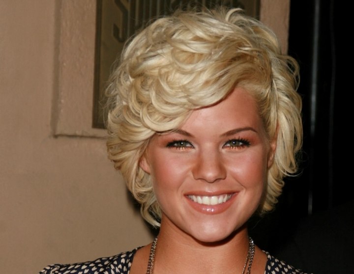 Kimberly Caldwell with soft and romantic short hair