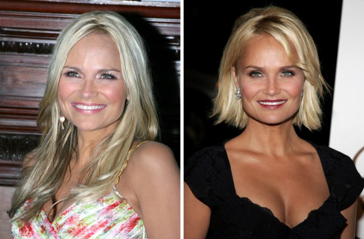 Kristin Chenoweth's hair makeover from long to short