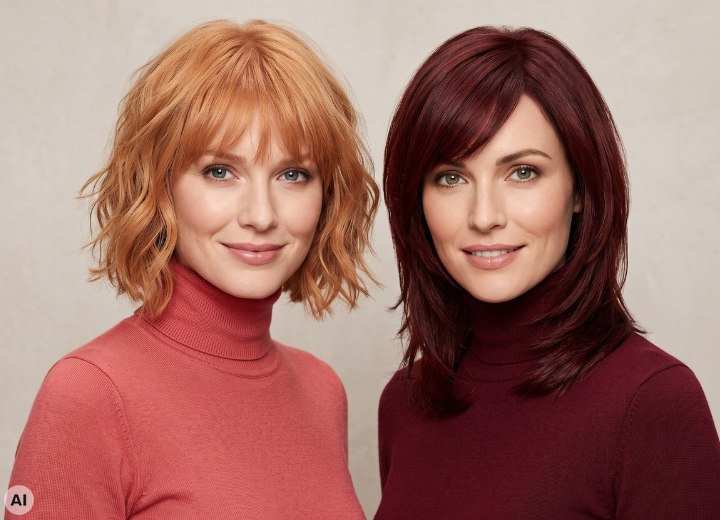 Light red hair and dark red hair