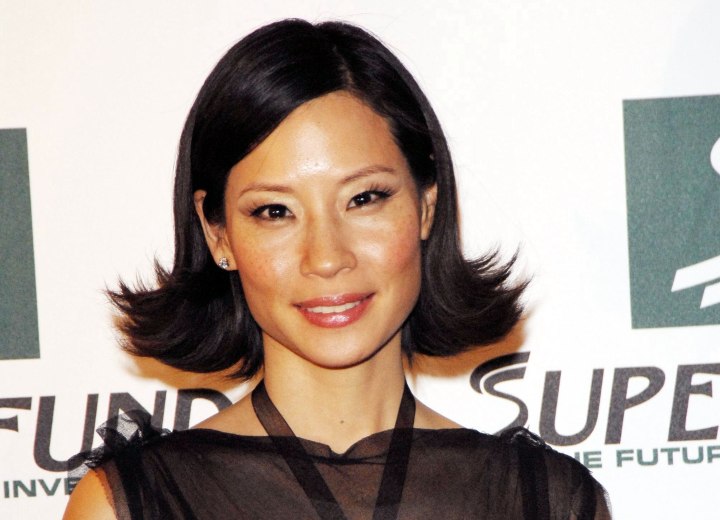 Lucy Liu hair makeover from long to short - After