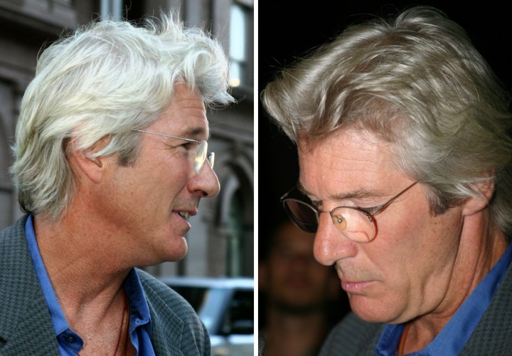 Richard Gere with long gray hair. 