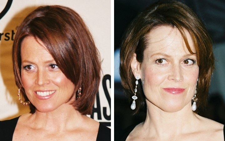 Sigourney Weaver - Neck-length razor-cut hair