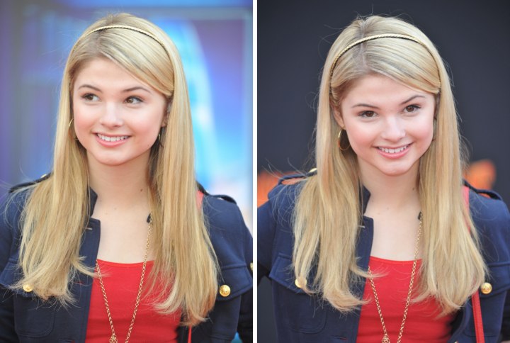 Stefanie Scott wearing her hair straight