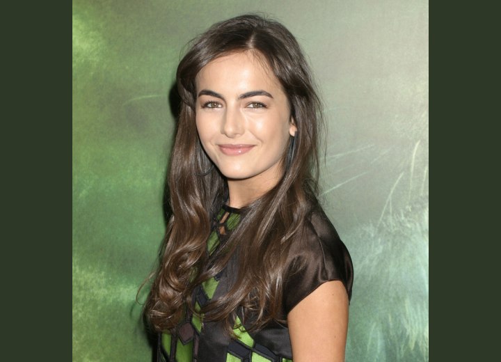 Camilla Belle's long brown hair with gloss