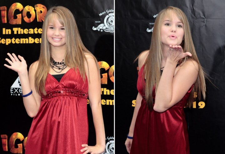 Debby Ryan - Long straight hairstyle with shades of blonde and brown