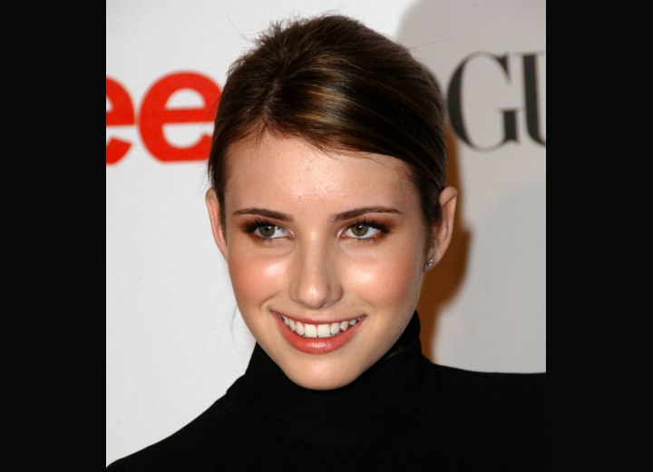 Emma Roberts with straight hair and a turtleneck