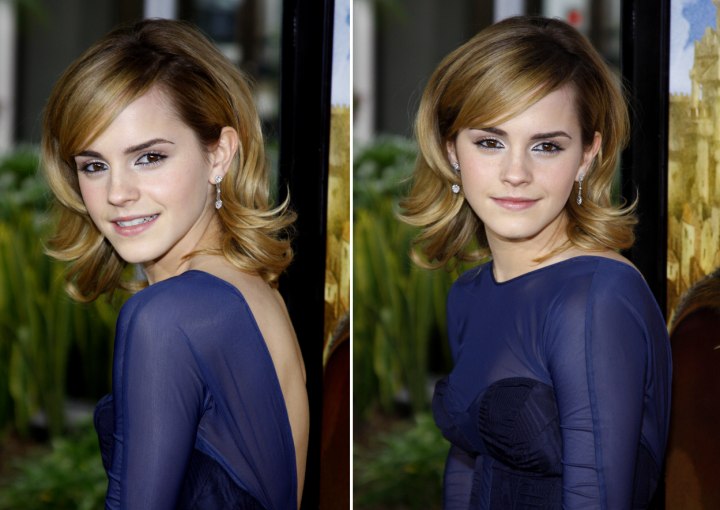 Emma Watson with hair that flips up