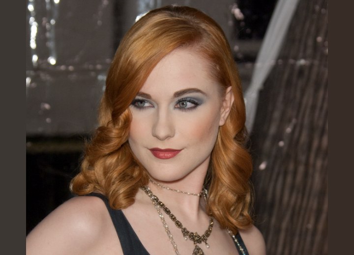 Evan Rachel Wood with her hair styled for a retro look