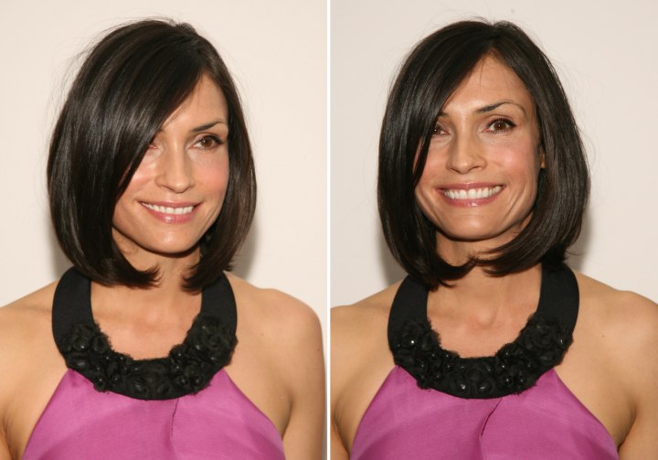 Famke Janssen with short hair