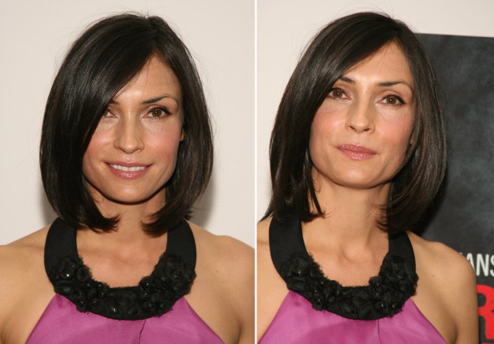 Famke Janssen - Shoulder length bob cut