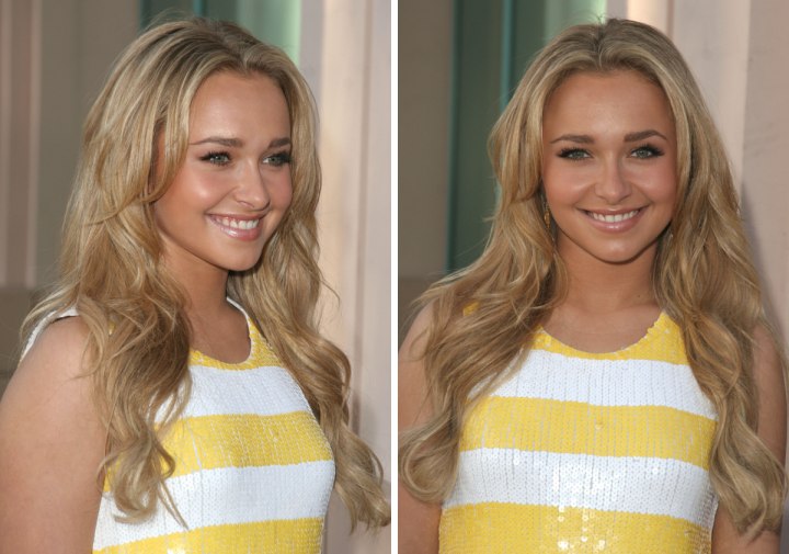 Hayden Panettiere wearing her long hair in semi wavy layers