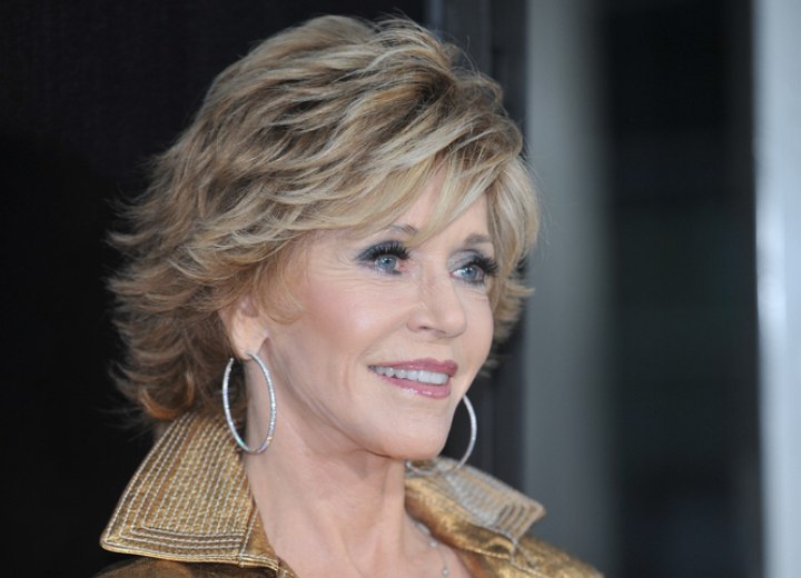 Jane Fonda wearing her hair in a shag