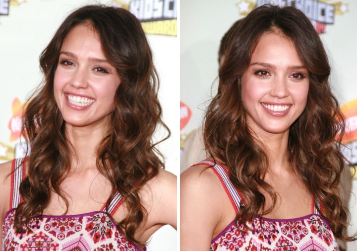 Jessica Alba with long curly hair