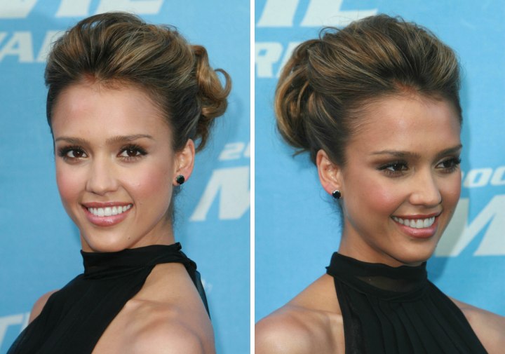 Jessica Alba wearing her hair up