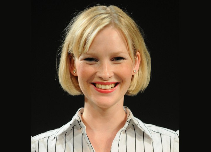 Joanna Page hair in a jaw line length bob