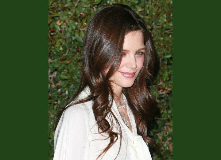 Katie Holmes hair - Deep warm brunette hair color