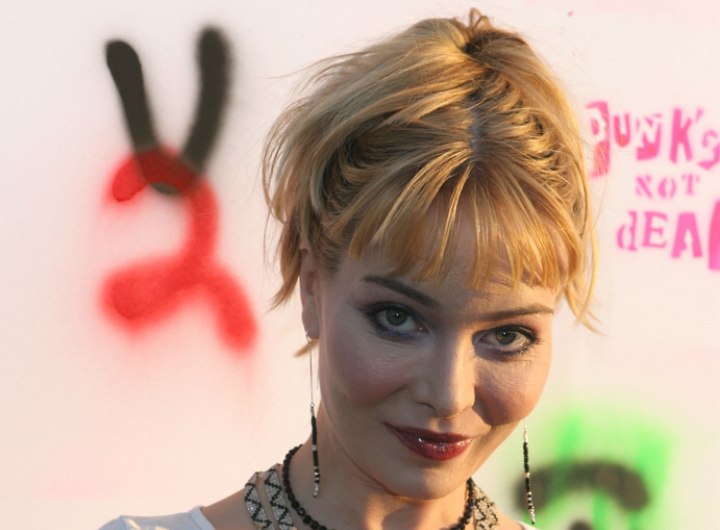 Lorielle New's updo with a topknot