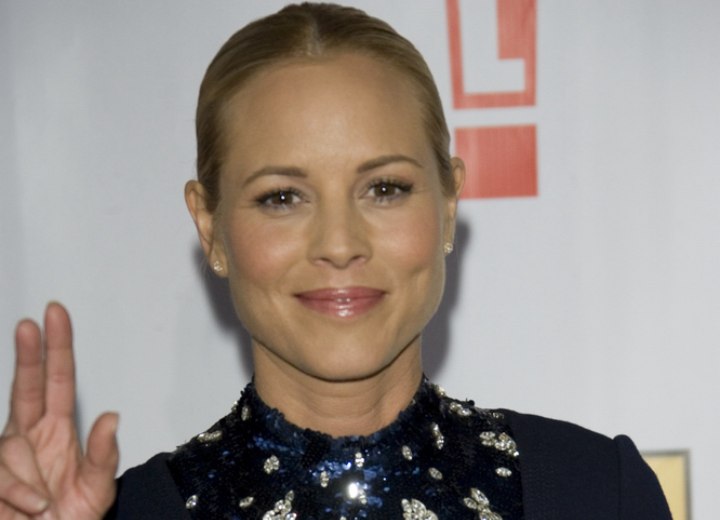 Maria Bello with her hair pulled back